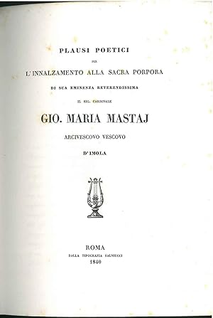 Plausi poetici per l'innalzamento alla sacra porpora di sua eminenza reverendissima il Sig. Cardi...