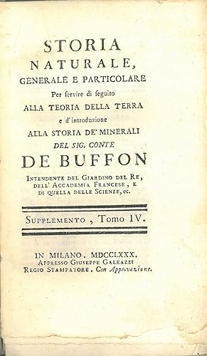 Storia naturale, generale e particolare per servire di seguito alla teoria della terra e d'introd...