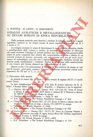 Indagini analitiche e metallografiche su denari romani di epoca repubblicana.