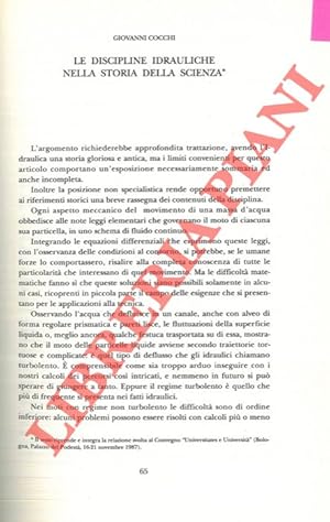 Le discipline idrauliche nella storia della scienza. Hydraulics in the history of science.