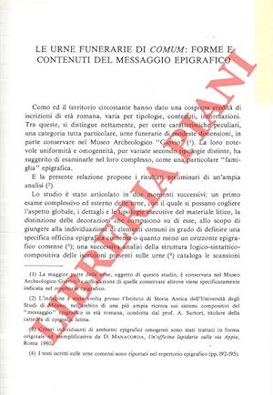 Le urne funerarie di Comum: forme e contenuti del messaggio epigrafico.