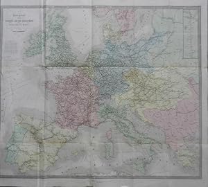 Carte générale des chemins de fer européens donnant toutes les stations. Ainsi que les voies de c...