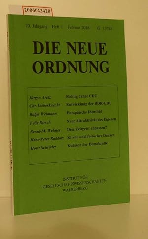 Imagen del vendedor de Die neue Ordnung * 70. Jahrgang * Heft 1 * Februar 2016 a la venta por ralfs-buecherkiste