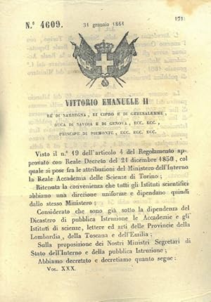 con cui si stabilisce che l'Accademia reale delle Scienze di Torino con l'Osservatorio Astronomic...
