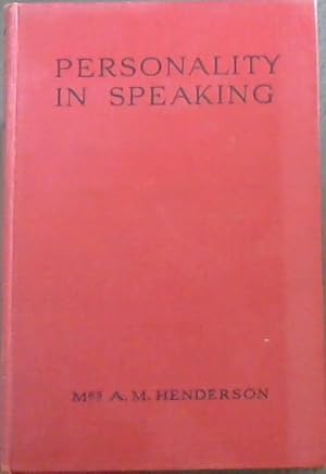 Bild des Verkufers fr PERSONALITY IN SPEAKING - A Practical Study zum Verkauf von Chapter 1