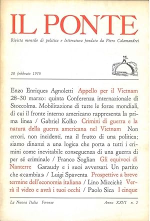 Il Ponte. Rivista mensile di politica e letteratura. Anno XXVI, N° 2. Febbraio.