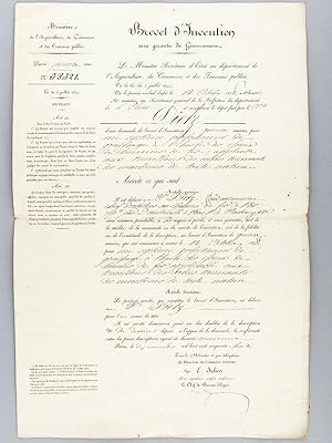Brevet d'Invention accordé le 12 octobre 1858 à M. David Dietz, chef d'atelier au Chemins de Fer ...
