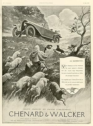 "CHENARD & WALCKER" Annonce originale entoilée L'ILLUSTRATION 12/5/1923