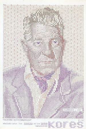 "Jean GABIN / ENCRES KORES" Affichette originale entoilée / PEINTURE DACTYLOGRAPHIQUE par E. MESS...