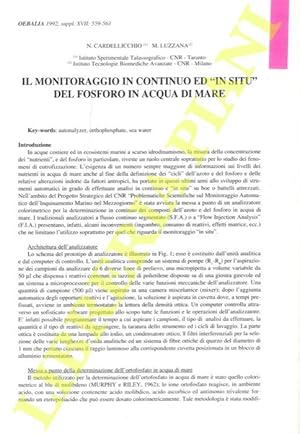 Il monitoraggio in continuo ed "in situ" del fosforo in acqua di mare.