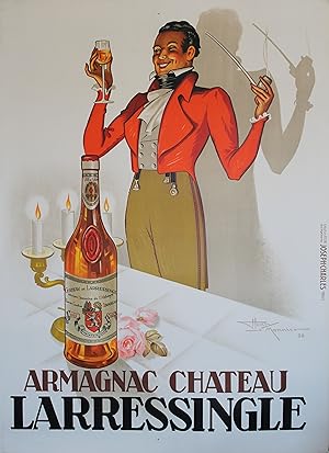 "ARMAGNAC CHATEAU LARRESSINGLE" Affiche originale entoilée / Litho par Henri Le MONNIER / Imprime...