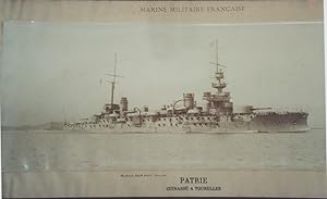 "CUIRASSÉ A TOURELLES PATRIE" Photo originale encadrée Marius BAR Toulon / MARINE MILITAIRE FRANÇ...