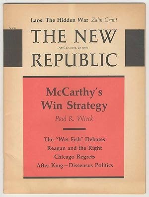 Immagine del venditore per The New Republic: A Journal of Opinion - Volume 158, Number 16, Issue 2785, April 20, 1968 venduto da Between the Covers-Rare Books, Inc. ABAA