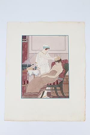 Aquarelle originale signée - Hippocrate ".Vous appliquerez sur la tête des éponges trempés dans d...