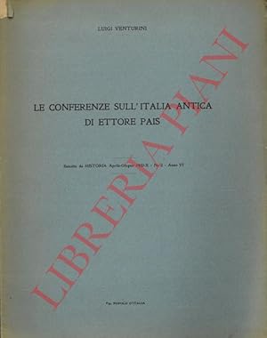 Le conferenze sull'Italia antica di Ettore Pais.