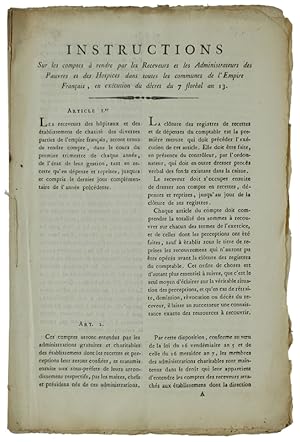 INSTRUCTIONS SUR LES COMPTES A RENDRE par les Recevreurs et les Administrateurs des pauvres et de...