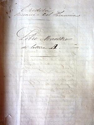 Libro Mastro "EREDITA' ( Marchesi ) RICCARDI - DEL VERNACCIA. Libro Mastro di Lettera A"
