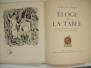 Eloge de la table, préface de Curnonsky, illustrations de Hervé Baille.