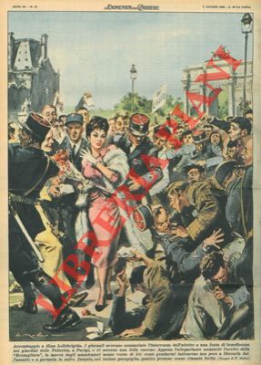Folla enorme accorreva ai giardini delle Tuileries, a Parigi, dove doveva arrivare Gina Lollobrig...